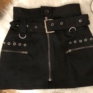 CARMAR LF BELTED ZIP SKIRT GROMMETS AND SUSPENDERS